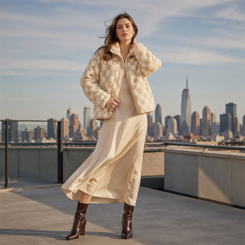 Renata | Chaqueta de Cuadros Cálida